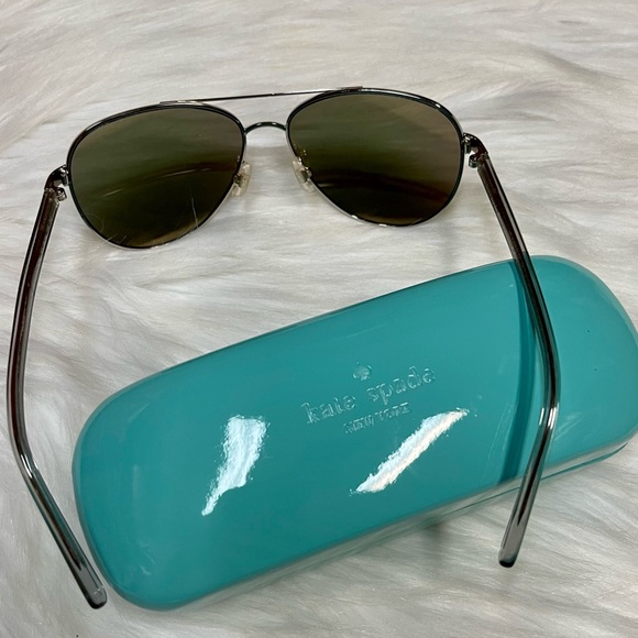 KATE SPADE ♠️ AVIATOR SILVER FRAME SUNGLASSES NEW IN ORIGINAL BOX - Picture 9 of 16